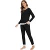imageWiWi Viscose from Bamboo Womens Pajama Set Crew Neck Soft LongSleeve Top  Yoga Pants Sets with Pocket SXXLBlack