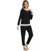imageWiWi Viscose from Bamboo Womens Pajama Set Crew Neck Soft LongSleeve Top  Yoga Pants Sets with Pocket SXXLBlack