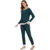 imageWiWi Viscose from Bamboo Womens Pajama Set Crew Neck Soft LongSleeve Top  Yoga Pants Sets with Pocket SXXLDark Bluish Green