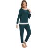 imageWiWi Viscose from Bamboo Womens Pajama Set Crew Neck Soft LongSleeve Top  Yoga Pants Sets with Pocket SXXLDark Bluish Green