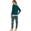 imageWiWi Viscose from Bamboo Womens Pajama Set Crew Neck Soft LongSleeve Top  Yoga Pants Sets with Pocket SXXLDark Greenchristmas Elk on Green