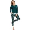 imageWiWi Viscose from Bamboo Womens Pajama Set Crew Neck Soft LongSleeve Top  Yoga Pants Sets with Pocket SXXLDark Greenchristmas Elk on Green