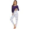 imageWiWi Viscose from Bamboo Womens Pajama Set Crew Neck Soft LongSleeve Top  Yoga Pants Sets with Pocket SXXLDark Purpledark Purple Dots