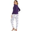 imageWiWi Viscose from Bamboo Womens Pajama Set Crew Neck Soft LongSleeve Top  Yoga Pants Sets with Pocket SXXLDark Purpledark Purple Dots