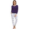 imageWiWi Viscose from Bamboo Womens Pajama Set Crew Neck Soft LongSleeve Top  Yoga Pants Sets with Pocket SXXLDark Purpledark Purple Dots