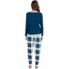 imageWiWi Viscose from Bamboo Womens Pajama Set Crew Neck Soft LongSleeve Top  Yoga Pants Sets with Pocket SXXLPeacock BluenavyGreen Plaid
