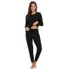 imageWiWi Viscose from Bamboo Womens Pajama Set Soft Long Raglan Sleeve Set Round Neck Pajamas SXXLBlack
