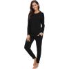 imageWiWi Viscose from Bamboo Womens Pajama Set Soft Long Raglan Sleeve Set Round Neck Pajamas SXXLBlack