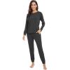 imageWiWi Viscose from Bamboo Womens Pajama Set Soft Long Raglan Sleeve Set Round Neck Pajamas SXXLCharcoal Heather