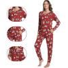 imageWiWi Viscose from Bamboo Womens Pajama Set Soft Long Raglan Sleeve Set Round Neck Pajamas SXXLChristmas Elk on Red