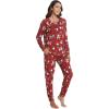 imageWiWi Viscose from Bamboo Womens Pajama Set Soft Long Raglan Sleeve Set Round Neck Pajamas SXXLChristmas Elk on Red