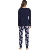 imageWiWi Viscose from Bamboo Womens Pajama Set Soft Long Raglan Sleeve Set Round Neck Pajamas SXXLNavydark NavyPurple Floral
