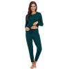 imageWiWi Viscose from Bamboo Womens Pajama Set Soft Long Raglan Sleeve Set Round Neck Pajamas SXXLPeacock Green