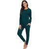 imageWiWi Viscose from Bamboo Womens Pajama Set Soft Long Raglan Sleeve Set Round Neck Pajamas SXXLPeacock Green
