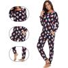 imageWiWi Viscose from Bamboo Womens Pajama Set Soft Long Raglan Sleeve Set Round Neck Pajamas SXXLSanta Claus on Navy