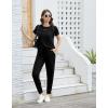 imageWiWi Womens 2 Piece Tracksuits Set with Pockets Scoop Neck Short Sleeve Tops Jogger Pants Lounge Sets Outfits SXXLBlack