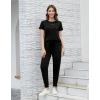 imageWiWi Womens 2 Piece Tracksuits Set with Pockets Scoop Neck Short Sleeve Tops Jogger Pants Lounge Sets Outfits SXXLBlack