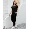 imageWiWi Womens 2 Piece Tracksuits Set with Pockets Scoop Neck Short Sleeve Tops Jogger Pants Lounge Sets Outfits SXXLBlack