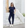 imageWiWi Womens 2 Piece Tracksuits Set with Pockets Scoop Neck Short Sleeve Tops Jogger Pants Lounge Sets Outfits SXXLDark Navy