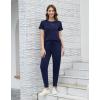 imageWiWi Womens 2 Piece Tracksuits Set with Pockets Scoop Neck Short Sleeve Tops Jogger Pants Lounge Sets Outfits SXXLDark Navy