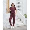 imageWiWi Womens 2 Piece Tracksuits Set with Pockets Scoop Neck Short Sleeve Tops Jogger Pants Lounge Sets Outfits SXXLDeep Brownish Red