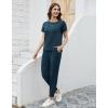 imageWiWi Womens 2 Piece Tracksuits Set with Pockets Scoop Neck Short Sleeve Tops Jogger Pants Lounge Sets Outfits SXXLDeep Teal