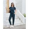 imageWiWi Womens 2 Piece Tracksuits Set with Pockets Scoop Neck Short Sleeve Tops Jogger Pants Lounge Sets Outfits SXXLDeep Teal