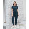 imageWiWi Womens 2 Piece Tracksuits Set with Pockets Scoop Neck Short Sleeve Tops Jogger Pants Lounge Sets Outfits SXXLDeep Teal