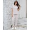 imageWiWi Womens 2 Piece Tracksuits Set with Pockets Scoop Neck Short Sleeve Tops Jogger Pants Lounge Sets Outfits SXXLGrayish White