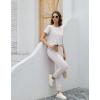 imageWiWi Womens 2 Piece Tracksuits Set with Pockets Scoop Neck Short Sleeve Tops Jogger Pants Lounge Sets Outfits SXXLGrayish White