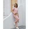 imageWiWi Womens 2 Piece Tracksuits Set with Pockets Scoop Neck Short Sleeve Tops Jogger Pants Lounge Sets Outfits SXXLSmoky Pink