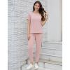 imageWiWi Womens 2 Piece Tracksuits Set with Pockets Scoop Neck Short Sleeve Tops Jogger Pants Lounge Sets Outfits SXXLSmoky Pink