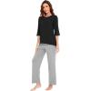 imageWiWi Womens 34 Sleeve Pajamas Set Soft Bamboo Viscose Top with Pants Sleepwear Plus Size Lightweight Pjs S4XAblacklight Heather Grey