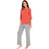 imageWiWi Womens 34 Sleeve Pajamas Set Soft Bamboo Viscose Top with Pants Sleepwear Plus Size Lightweight Pjs S4XAcoralheather Grey