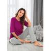 imageWiWi Womens 34 Sleeve Pajamas Set Soft Bamboo Viscose Top with Pants Sleepwear Plus Size Lightweight Pjs S4XAdark Reddish Purplelight Grey