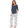 imageWiWi Womens 34 Sleeve Pajamas Set Soft Bamboo Viscose Top with Pants Sleepwear Plus Size Lightweight Pjs S4XAgreen Feather