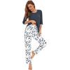imageWiWi Womens 34 Sleeve Pajamas Set Soft Bamboo Viscose Top with Pants Sleepwear Plus Size Lightweight Pjs S4XAgreen Feather