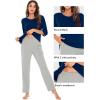 imageWiWi Womens 34 Sleeve Pajamas Set Soft Bamboo Viscose Top with Pants Sleepwear Plus Size Lightweight Pjs S4XAink Bluelight Grey