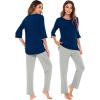 imageWiWi Womens 34 Sleeve Pajamas Set Soft Bamboo Viscose Top with Pants Sleepwear Plus Size Lightweight Pjs S4XAink Bluelight Grey