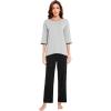 imageWiWi Womens 34 Sleeve Pajamas Set Soft Bamboo Viscose Top with Pants Sleepwear Plus Size Lightweight Pjs S4XAlight Heather Greyblack