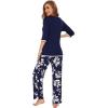 imageWiWi Womens 34 Sleeve Pajamas Set Soft Bamboo Viscose Top with Pants Sleepwear Plus Size Lightweight Pjs S4XAnavy Floral