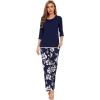 imageWiWi Womens 34 Sleeve Pajamas Set Soft Bamboo Viscose Top with Pants Sleepwear Plus Size Lightweight Pjs S4XAnavy Floral