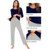 imageWiWi Womens 34 Sleeve Pajamas Set Soft Bamboo Viscose Top with Pants Sleepwear Plus Size Lightweight Pjs S4XAnavylight Grey