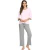 imageWiWi Womens 34 Sleeve Pajamas Set Soft Bamboo Viscose Top with Pants Sleepwear Plus Size Lightweight Pjs S4XApinkheather Grey