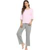 imageWiWi Womens 34 Sleeve Pajamas Set Soft Bamboo Viscose Top with Pants Sleepwear Plus Size Lightweight Pjs S4XApinkheather Grey