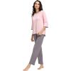 imageWiWi Womens 34 Sleeve Pajamas Set Soft Bamboo Viscose Top with Pants Sleepwear Plus Size Lightweight Pjs S4XApinkpurplish Grey