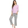 imageWiWi Womens 34 Sleeve Pajamas Set Soft Bamboo Viscose Top with Pants Sleepwear Plus Size Lightweight Pjs S4XApurpleheather Grey