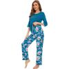 imageWiWi Womens 34 Sleeve Pajamas Set Soft Bamboo Viscose Top with Pants Sleepwear Plus Size Lightweight Pjs S4XAteal BluePeony