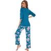 imageWiWi Womens 34 Sleeve Pajamas Set Soft Bamboo Viscose Top with Pants Sleepwear Plus Size Lightweight Pjs S4XAteal BluePeony