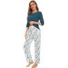 imageWiWi Womens 34 Sleeve Pajamas Set Soft Bamboo Viscose Top with Pants Sleepwear Plus Size Lightweight Pjs S4XAwhiteGreen Dots